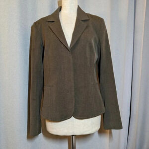 Theory Brown Wool Blazer Jacket Size 10 Hidden Buttons